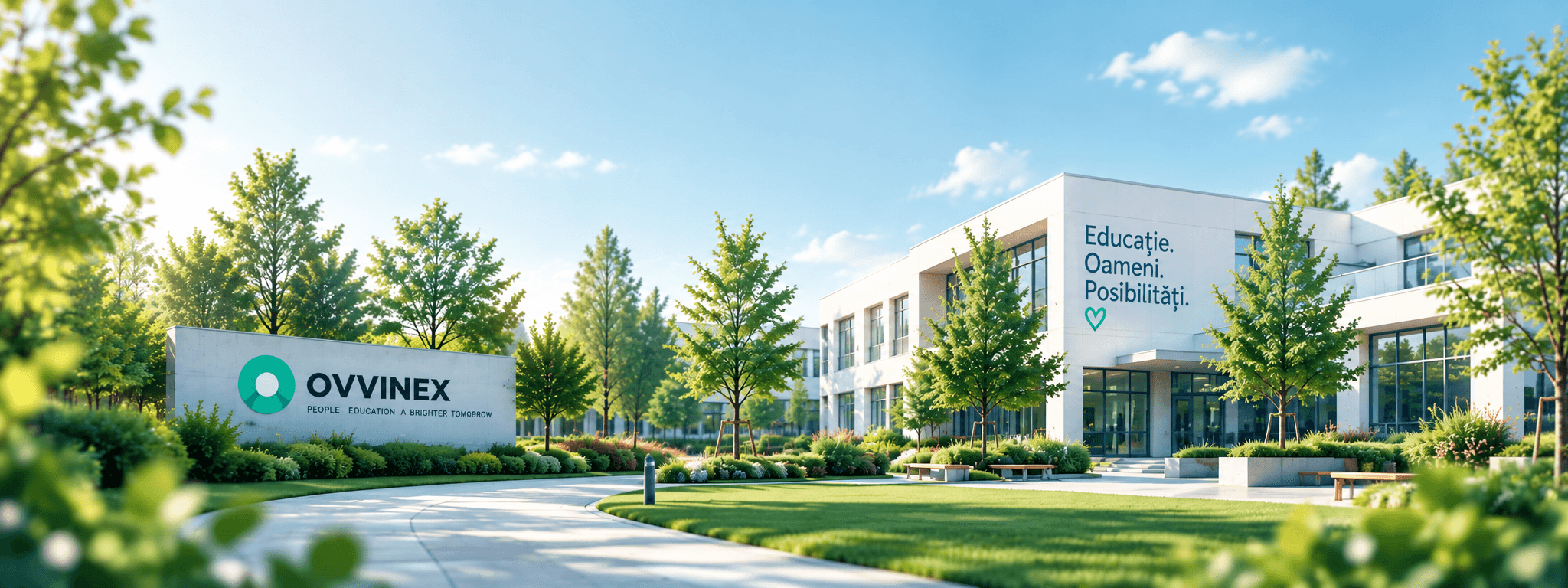 Campus modern OVVINEX School cu arhitectură sustenabilă și spații verzi